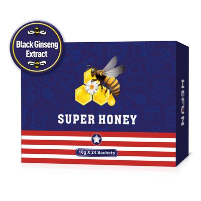 Le miel superbe de WeFun pour lui l'extrait noir coréen 10g X de ginseng 24 poches amplifie l'énergie et le foyer