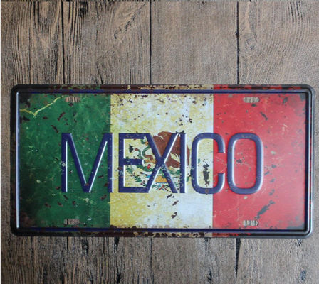 Chine Affiche de plaques de peinture de décor de mur de magasin de bar de maison de barre de signe de bidon en métal de modèle de drapeau national du Mexique rétro usine