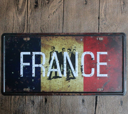 Chine Plaques de mur de café de café de restaurant de plaque de signe de bidon en métal de drapeau national de la France usine